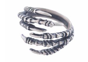 925 Sterling Silver Male Ring Sharp Claw Modelling Retro Color Half Circle